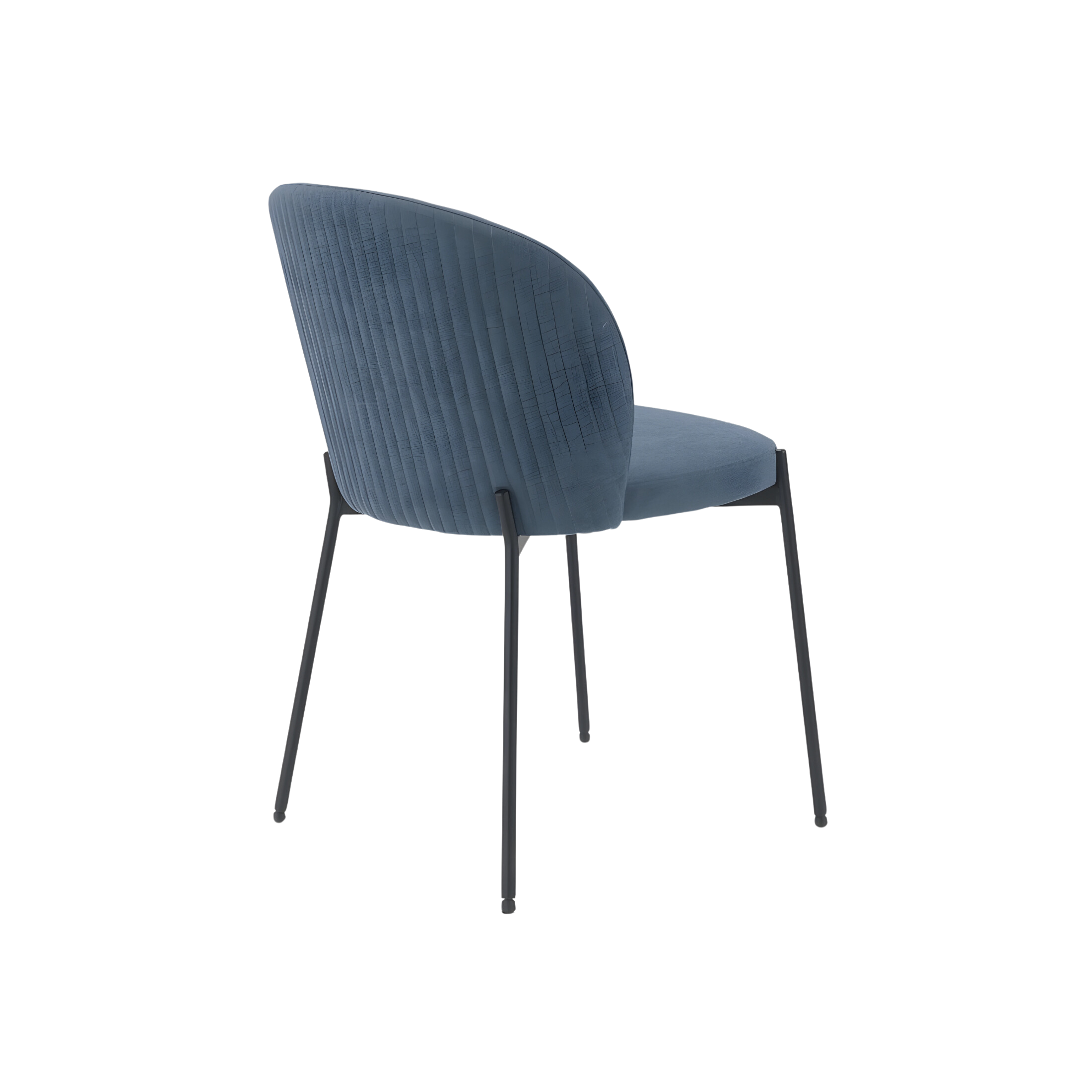 Set of modern "Lizzy" dining chairs in padded fabric, 80x45 cm, 55 cm high.