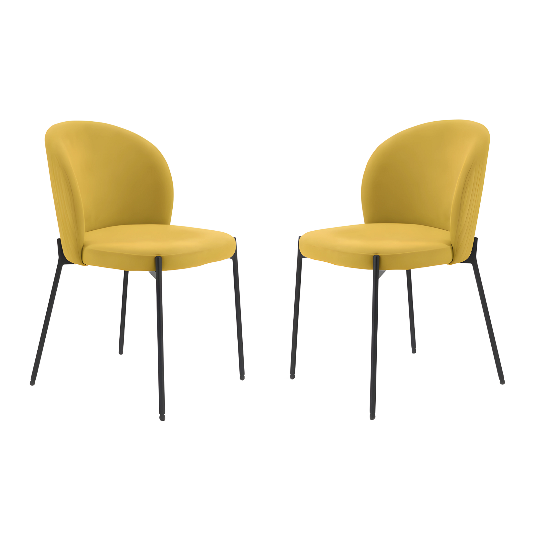 Set of modern "Lizzy" dining chairs in padded fabric, 80x45 cm, 55 cm high.