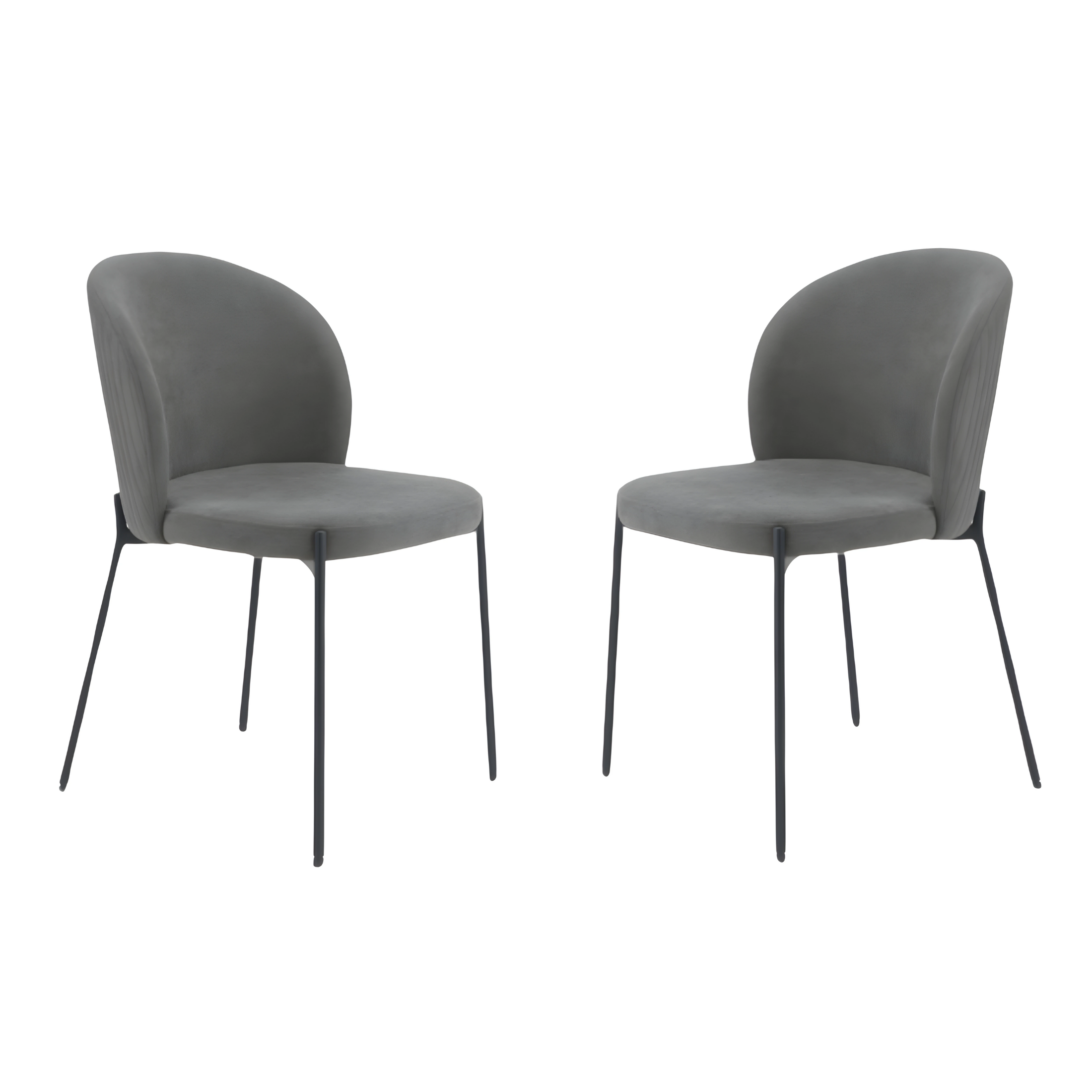 Set of modern "Lizzy" dining chairs in padded fabric, 80x45 cm, 55 cm high.