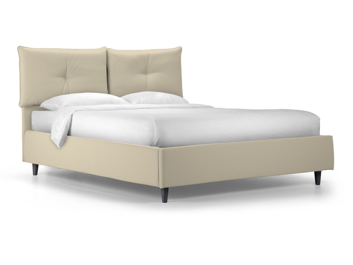 "Milano" storage bed with padded Idro fabric base and modern feet