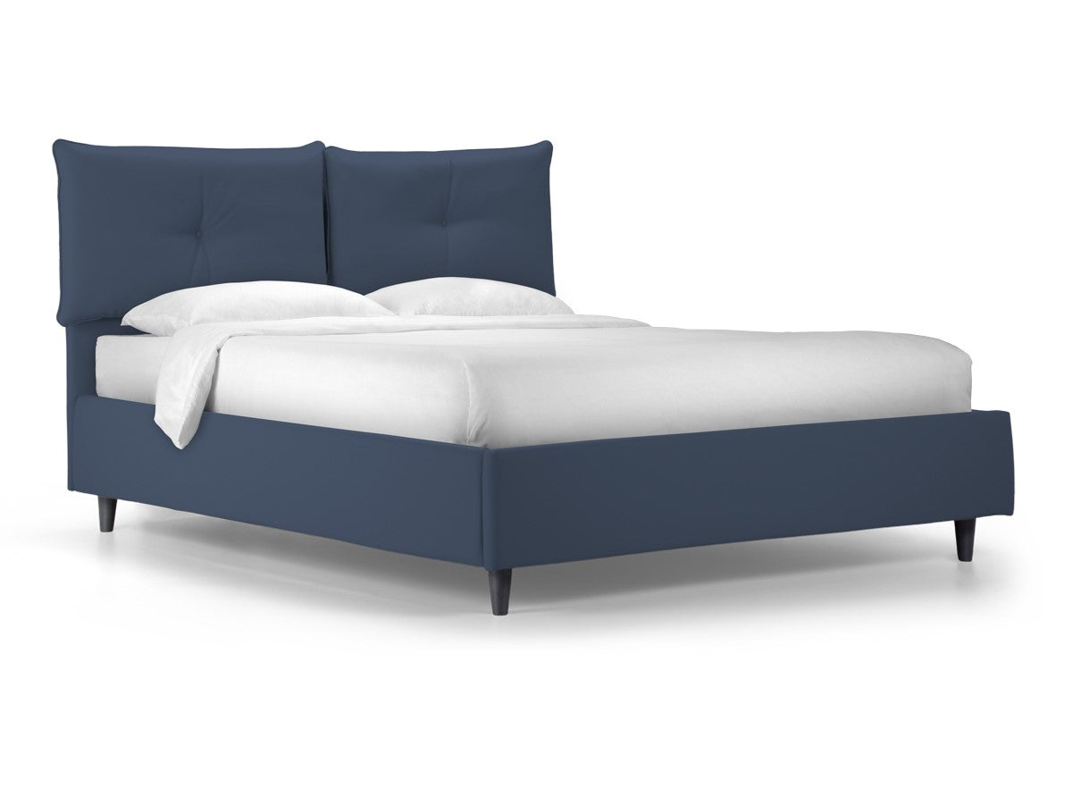 "Milano" storage bed with padded Idro fabric base and modern feet