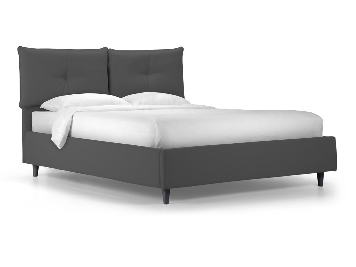 "Milano" storage bed with padded Idro fabric base and modern feet