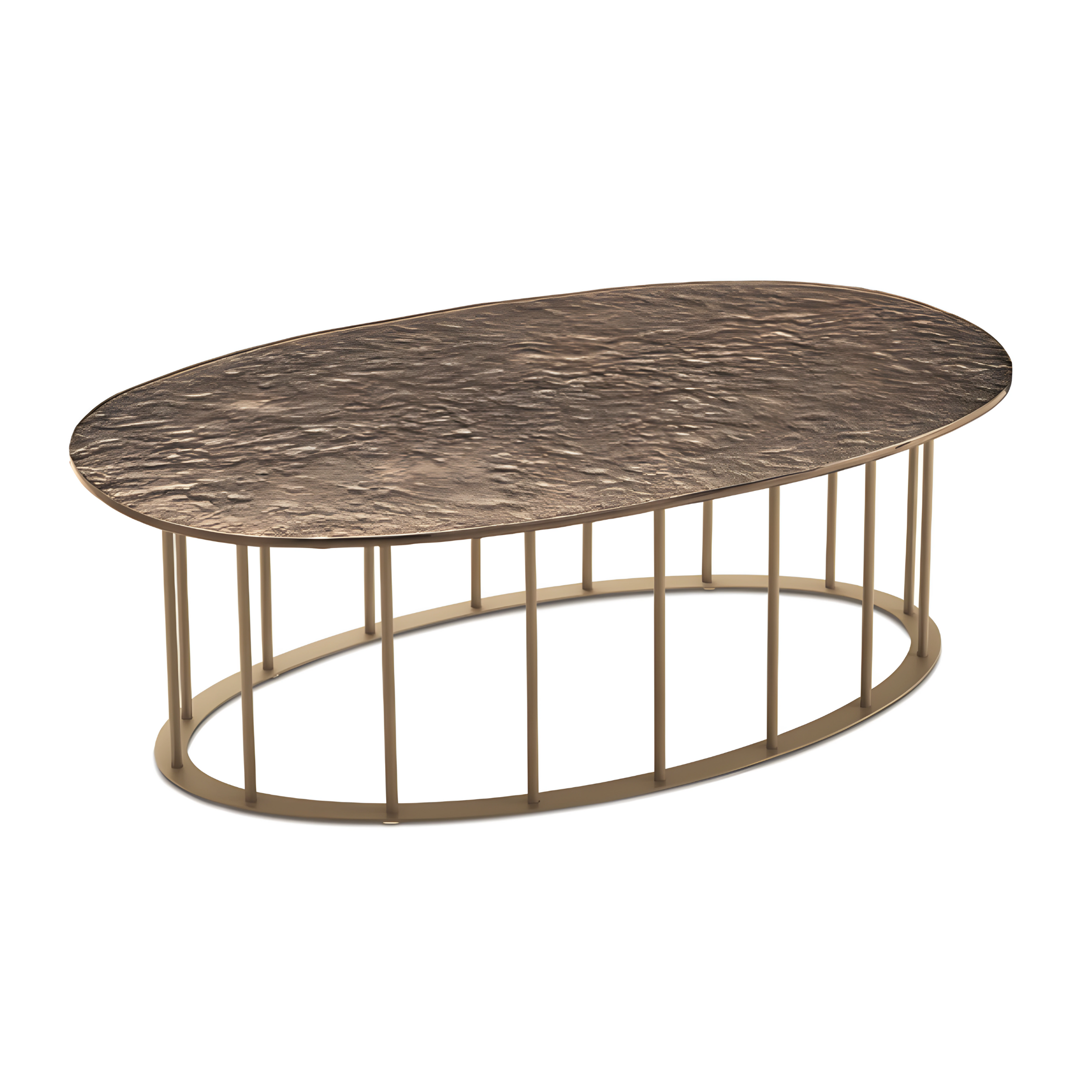 Elegant "Meyla" coffee table in hammered glass with a metal base