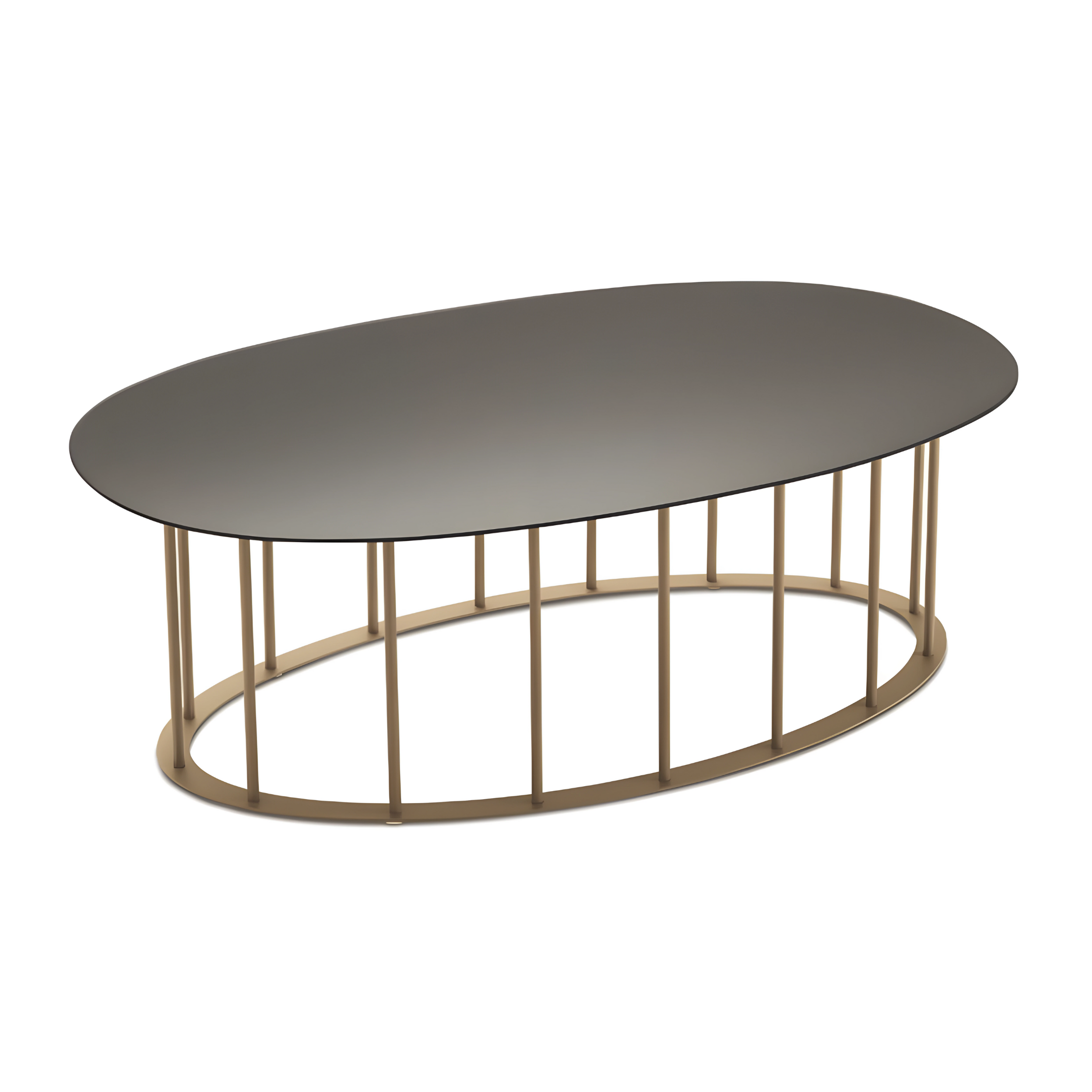 Elegant "Meyla" coffee table in hammered glass with a metal base