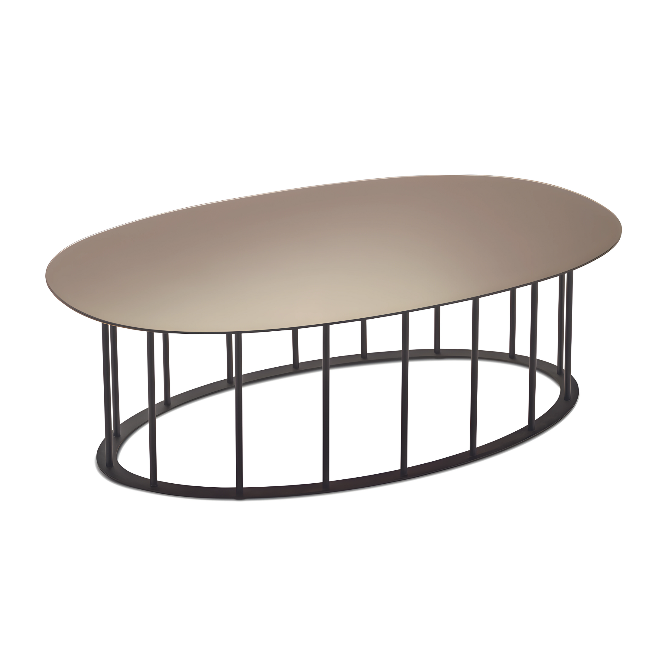 Elegant "Meyla" coffee table in hammered glass with a metal base