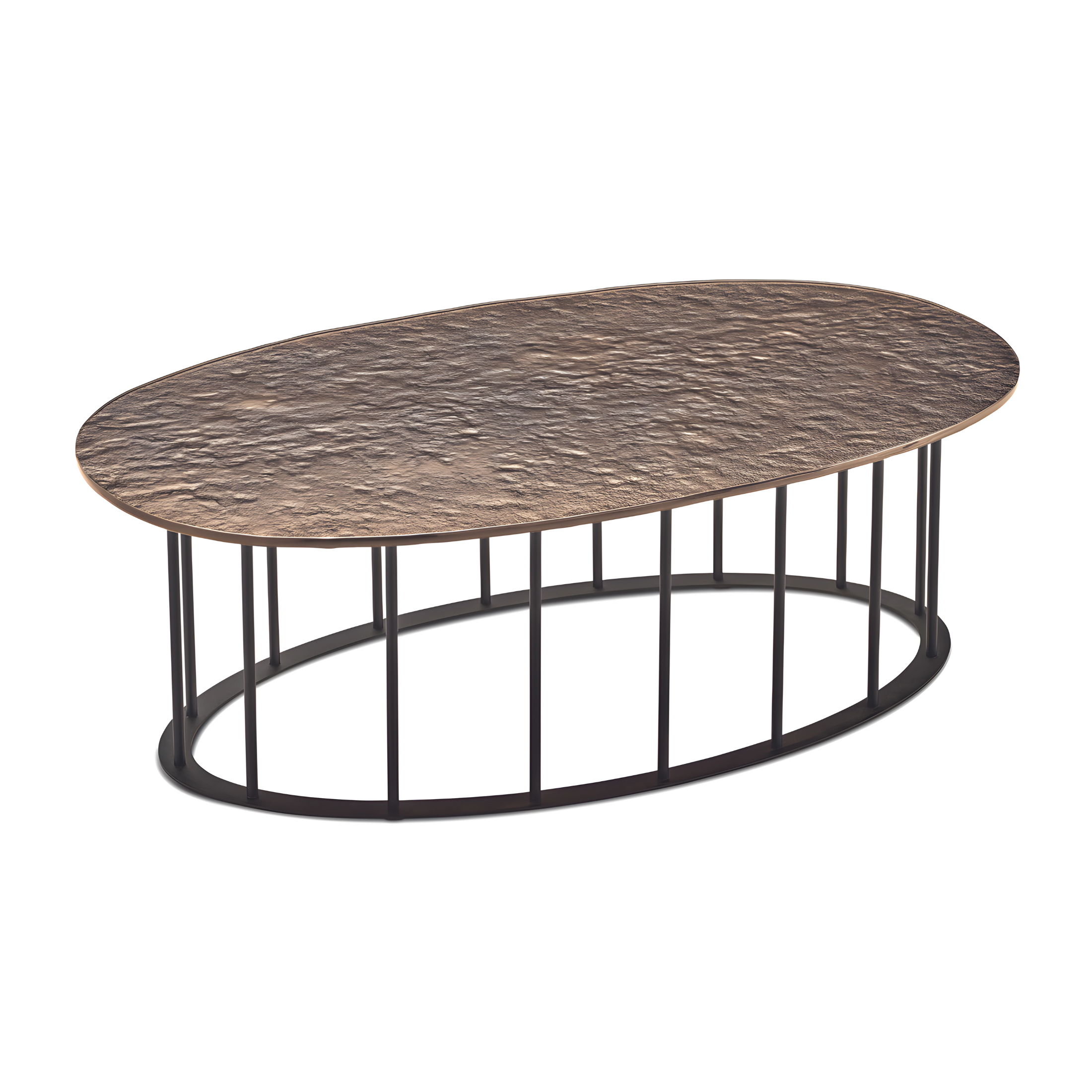 Elegant "Meyla" coffee table in hammered glass with a metal base