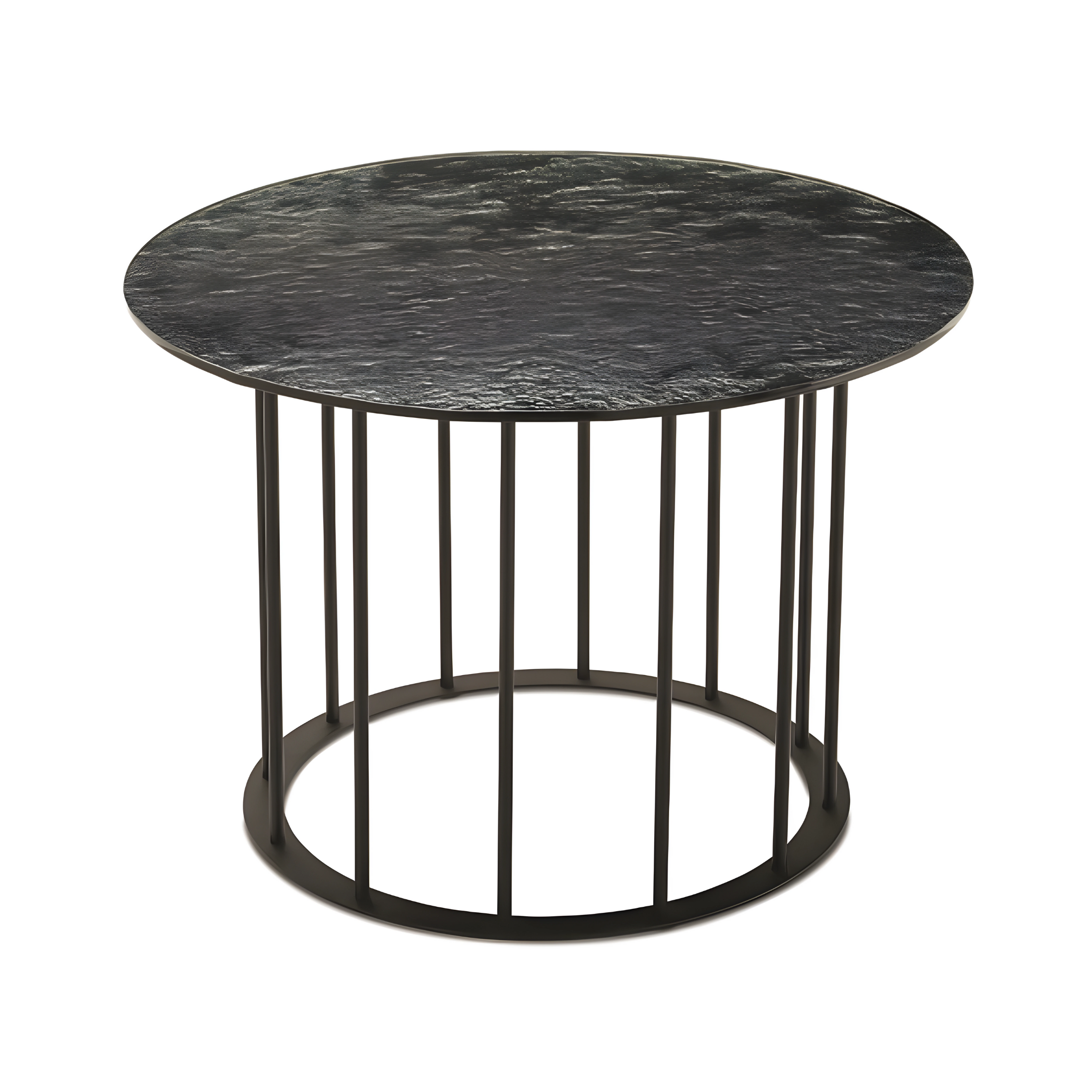 Elegant "Meyla" coffee table in hammered glass with a metal base