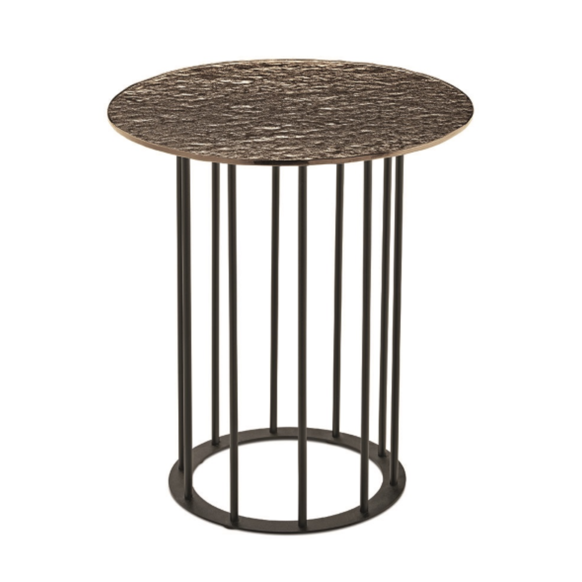 Elegant "Meyla" coffee table in hammered glass with a metal base
