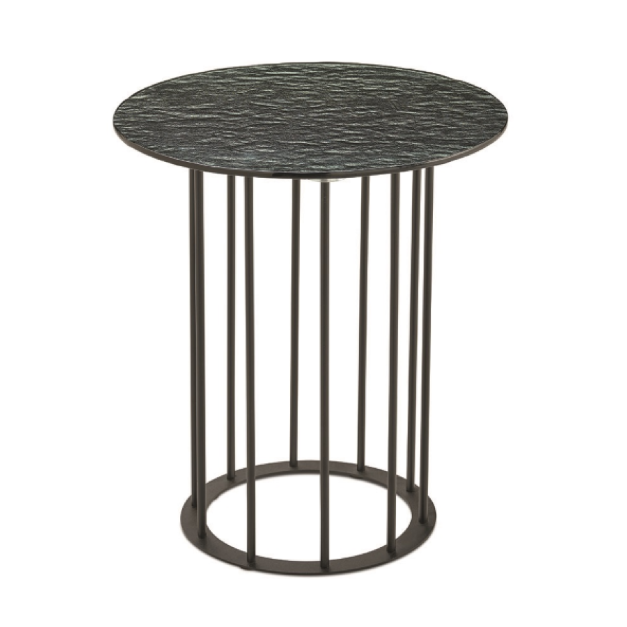 Elegant "Meyla" coffee table in hammered glass with a metal base