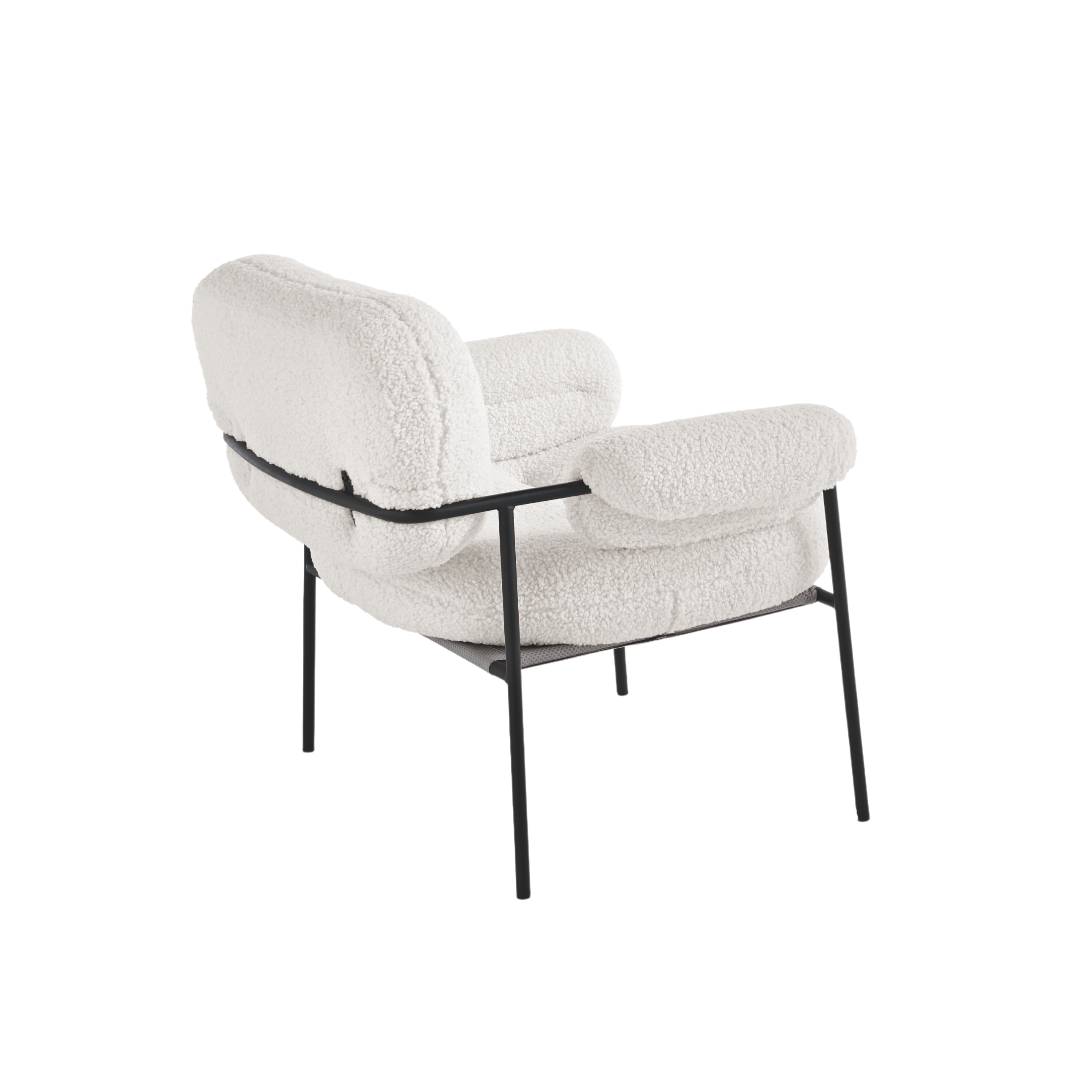 Modern armchair in bouclé fabric "Mira" with black metal frame 80x79 cm 75h