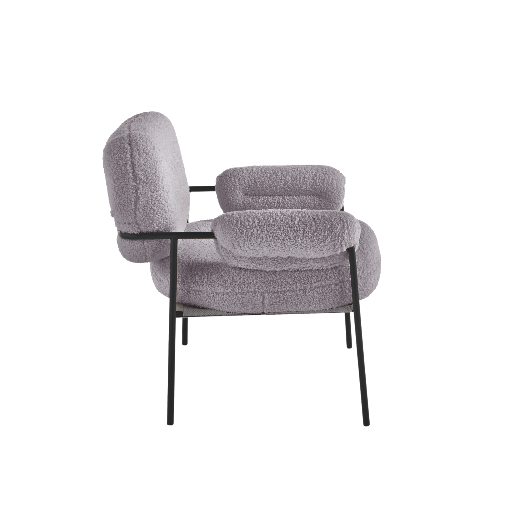 Modern armchair in bouclé fabric "Mira" with black metal frame 80x79 cm 75h