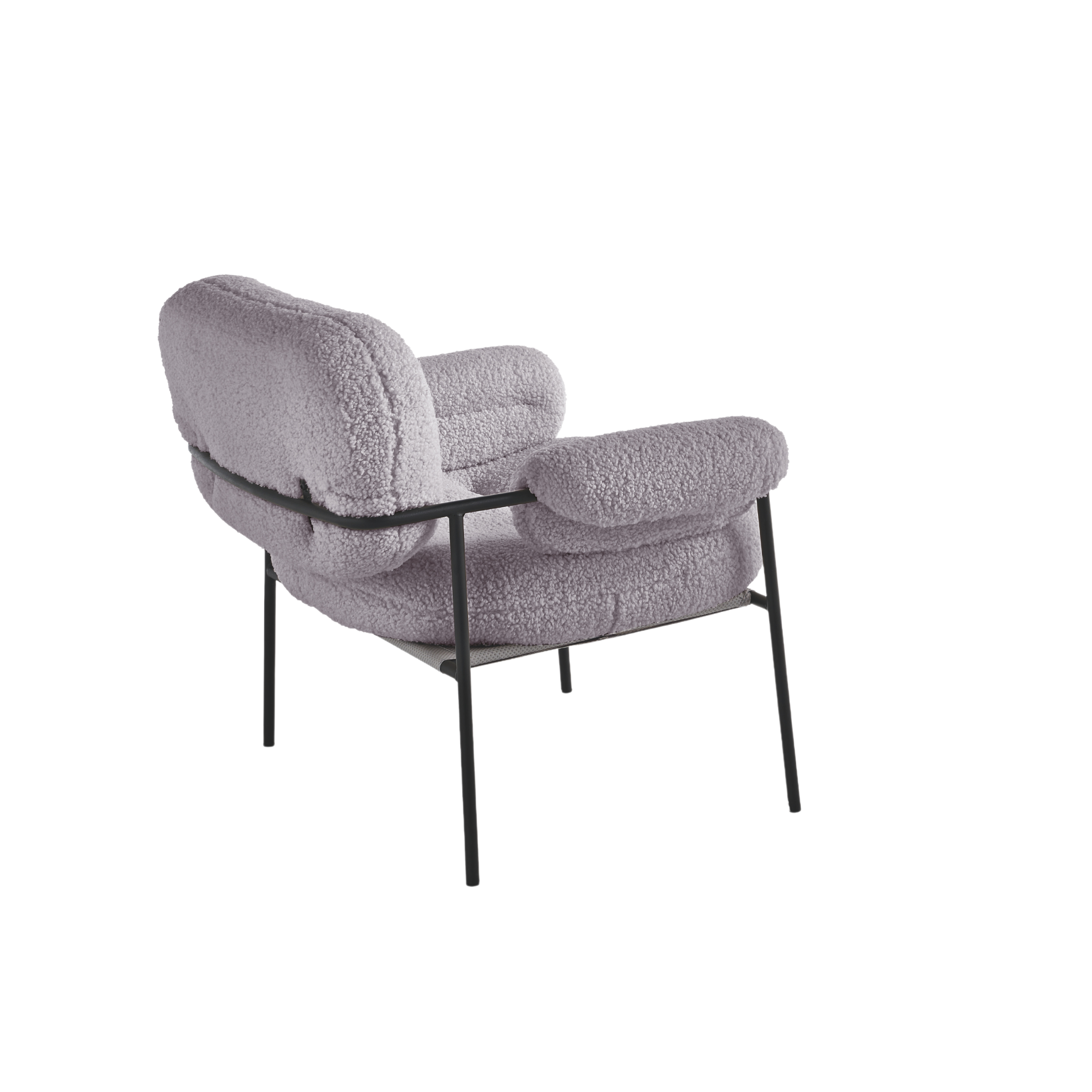 Modern armchair in bouclé fabric "Mira" with black metal frame 80x79 cm 75h