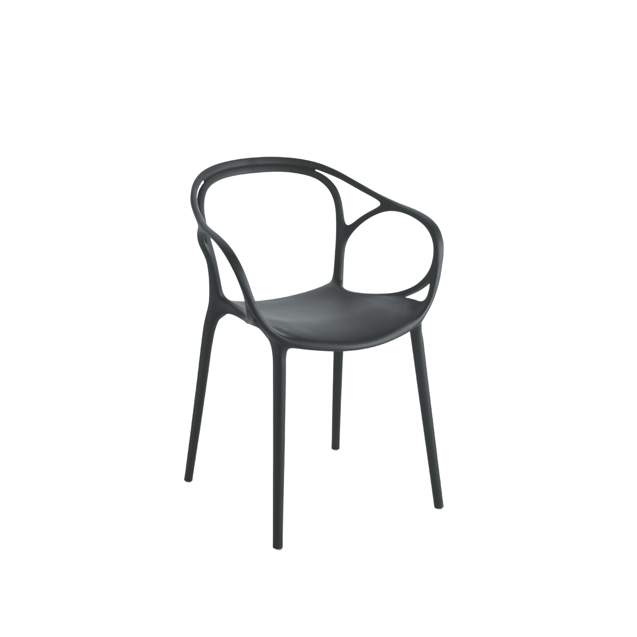 Set of modern "Mistral" dining chairs in versatile polypropylene, 57x55 cm, 80 cm high.