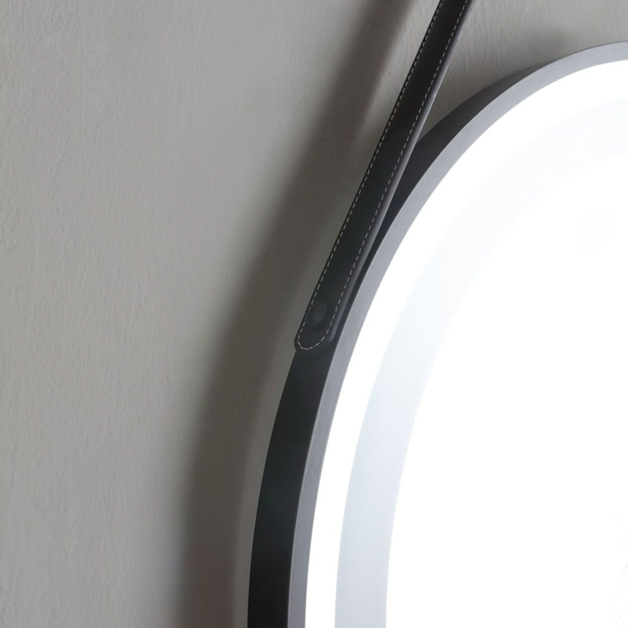 "Monaco" 80cm grey wall-hung bathroom cabinet with oval matt black countertop washbasin and round LED mirror