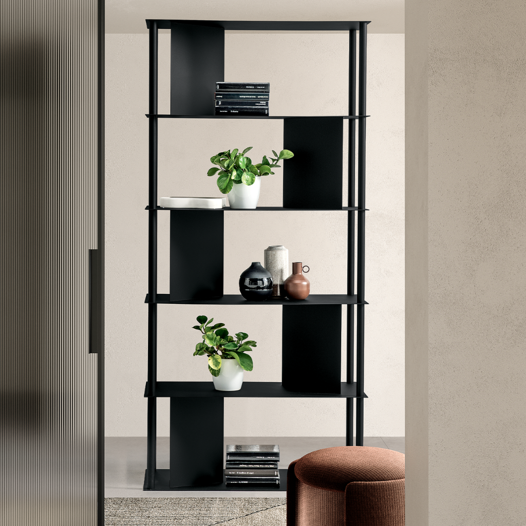 “Molin” vertical bookcase in painted metal, 90x40 cm, 190h
