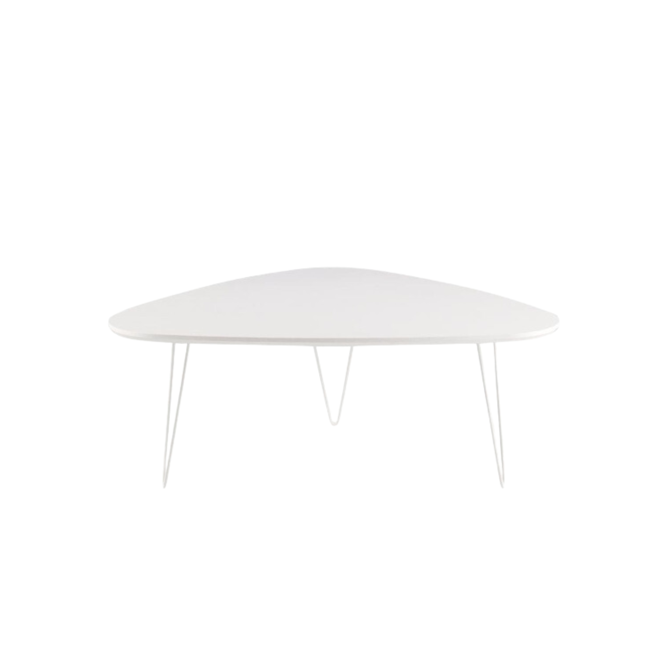 "Nicos" coffee table with shaped top and painted metal legs, 70x100 cm, 38h