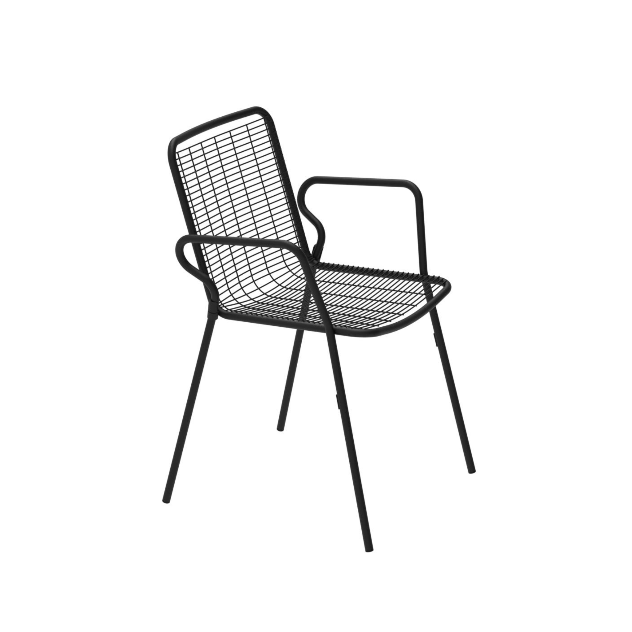 Set of stackable "Roma" chairs in powder-coated metal, 54x60 cm, 84h