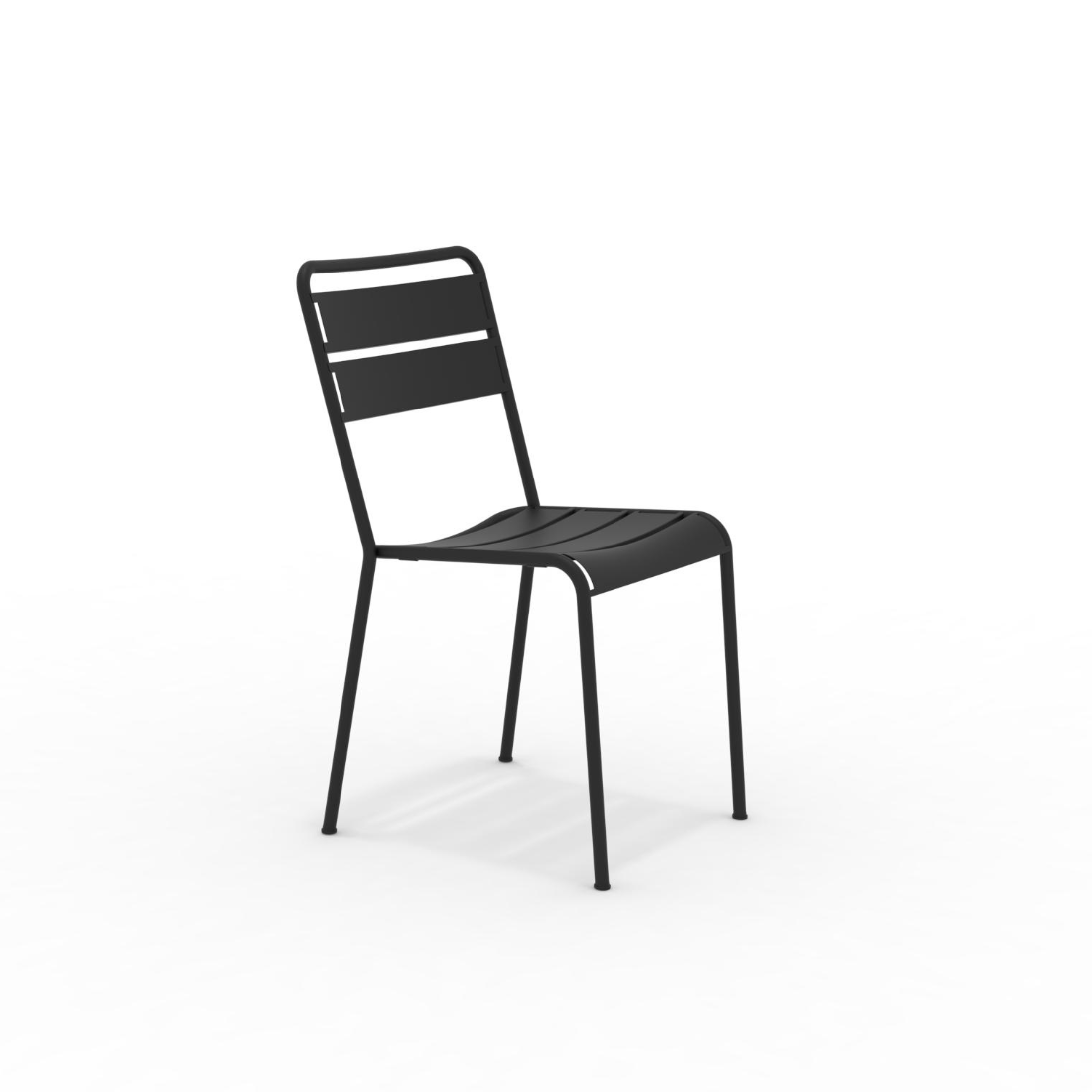 Set of modern and stackable "Twist" painted metal garden chairs, 45x57 cm, 86 cm high.