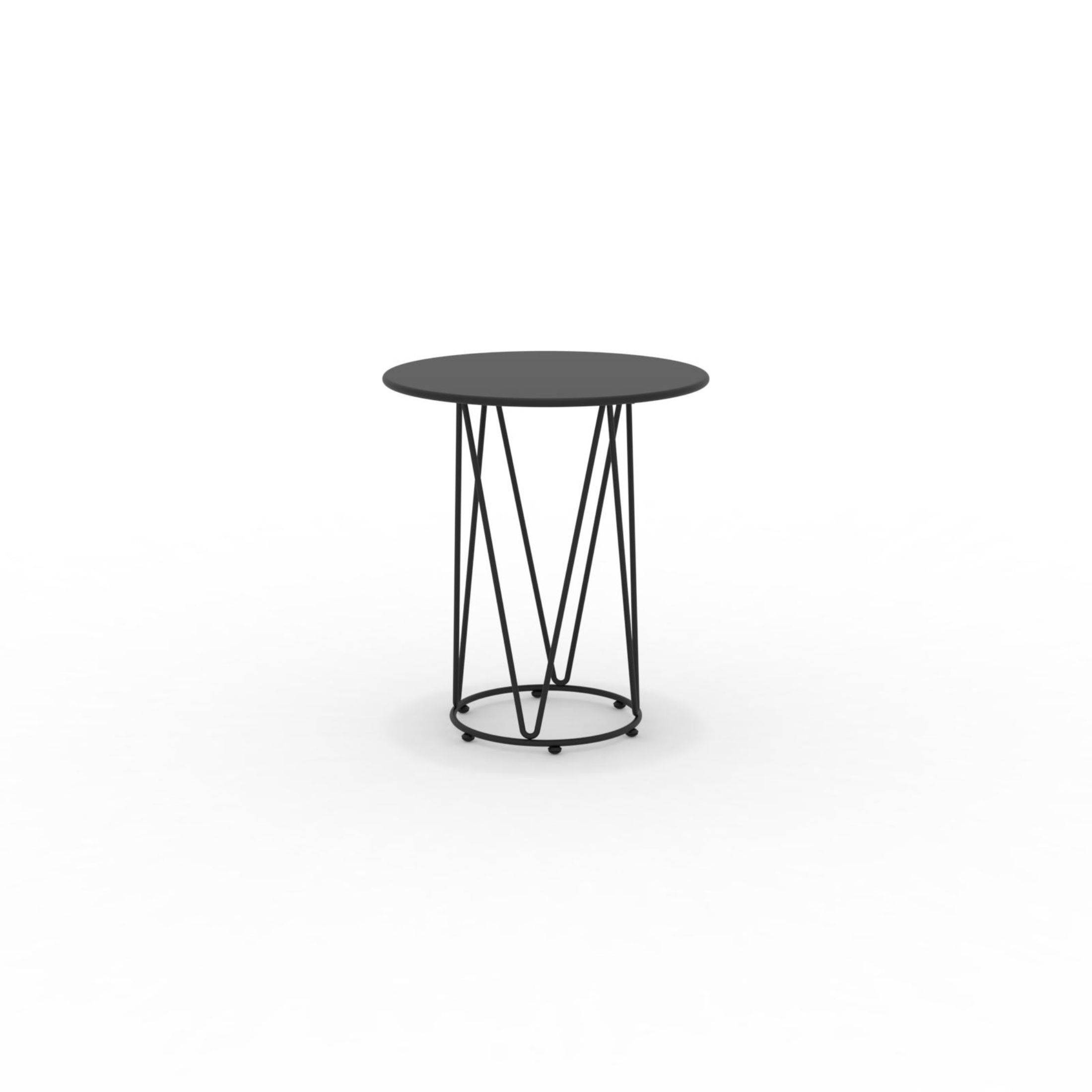 "Daisy6" round dismountable garden table in galvanized metal with pedestal