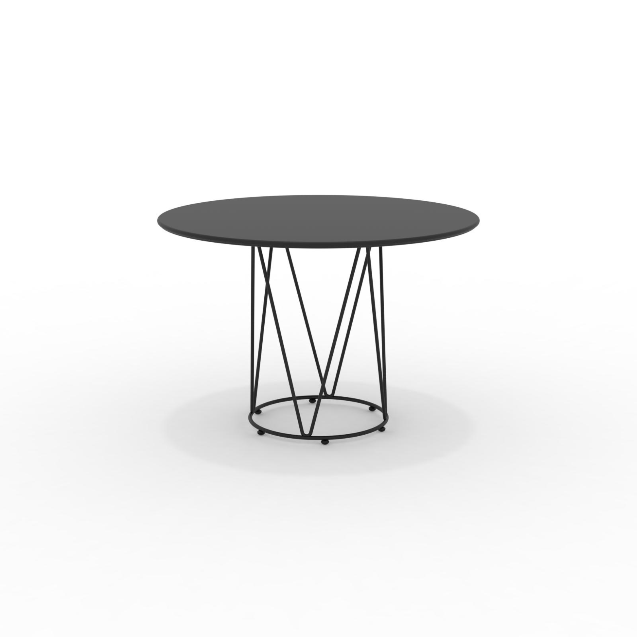 "Daisy6" round dismountable garden table in galvanized metal with pedestal