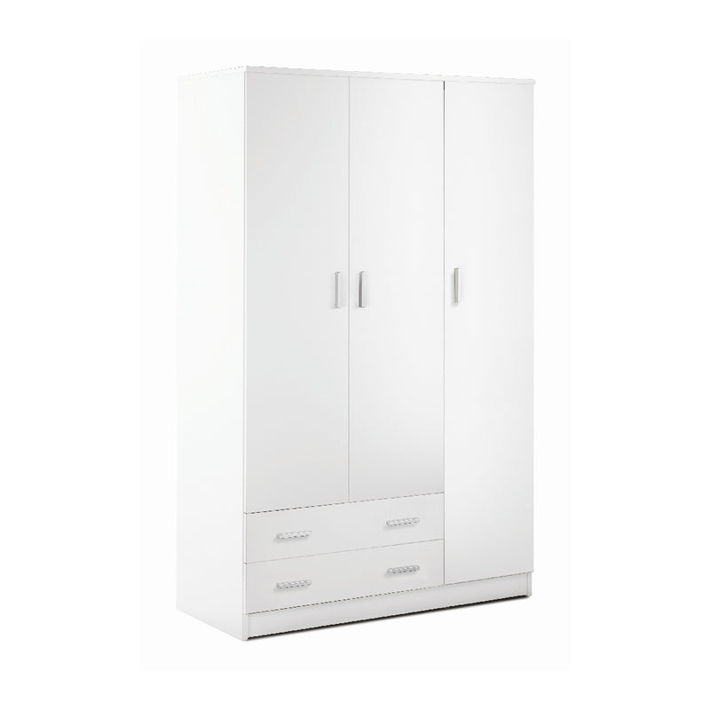 Modern wooden wardrobe with 3 doors, coat hanger, 2 drawers, 111x47 cm, 171h