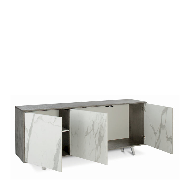 "Alex" 3-door wooden cabinet, push-pull sideboard, 177x41 cm, 74h