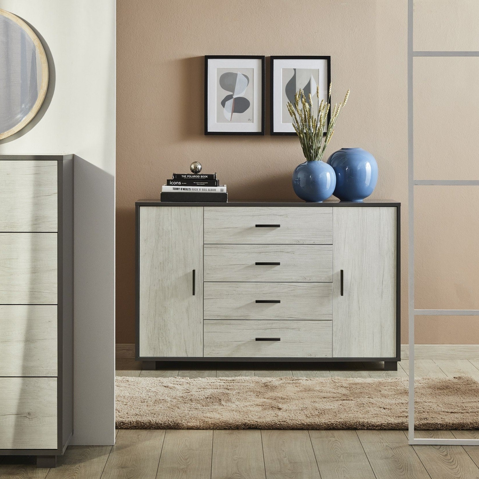 "Clara" 4-drawer wooden cabinet with feet, 70x41 cm, 112 cm high