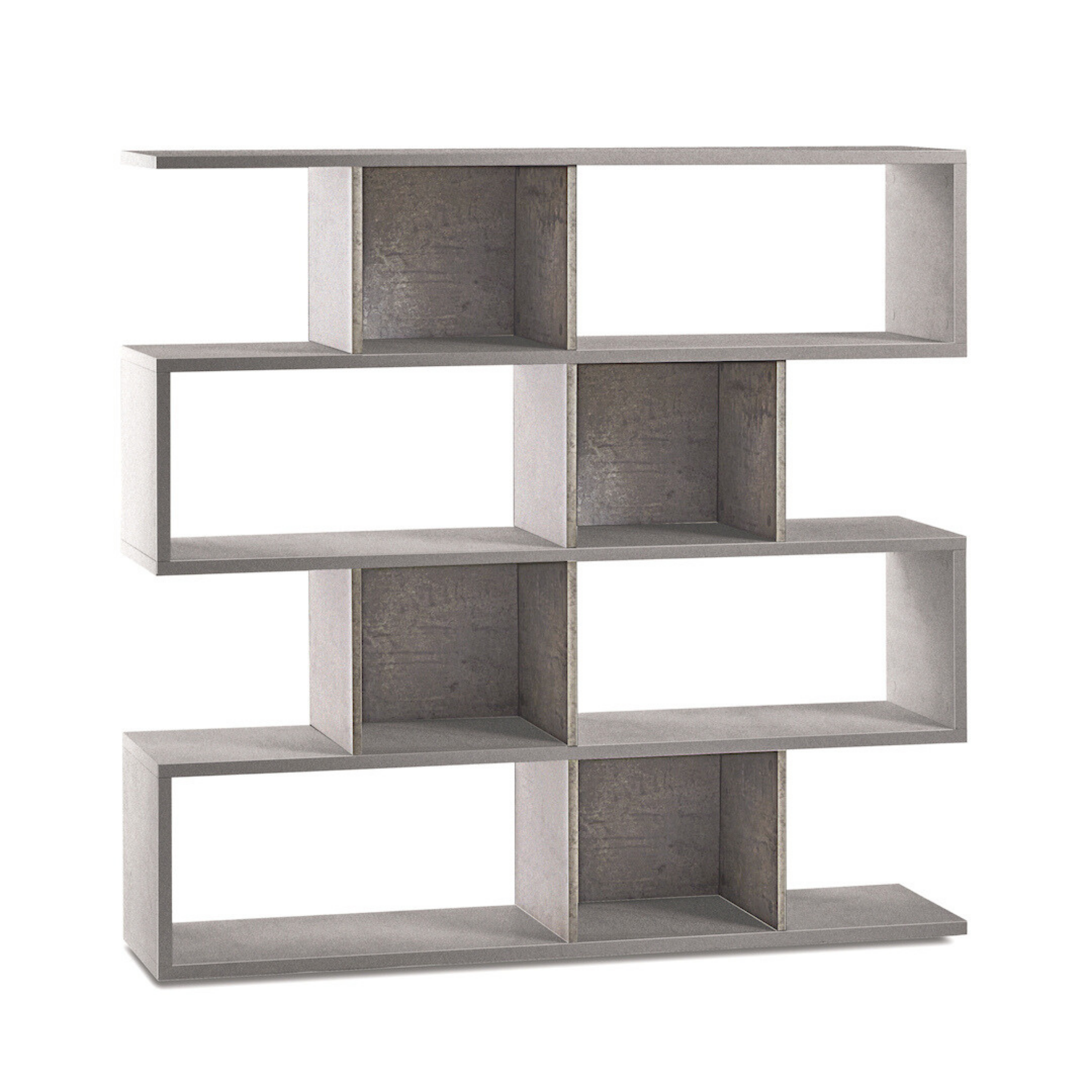 "Riflessioni" modular wooden dividing bookcase, 4 shelves, modern, 150x38 cm, 144 cm high
