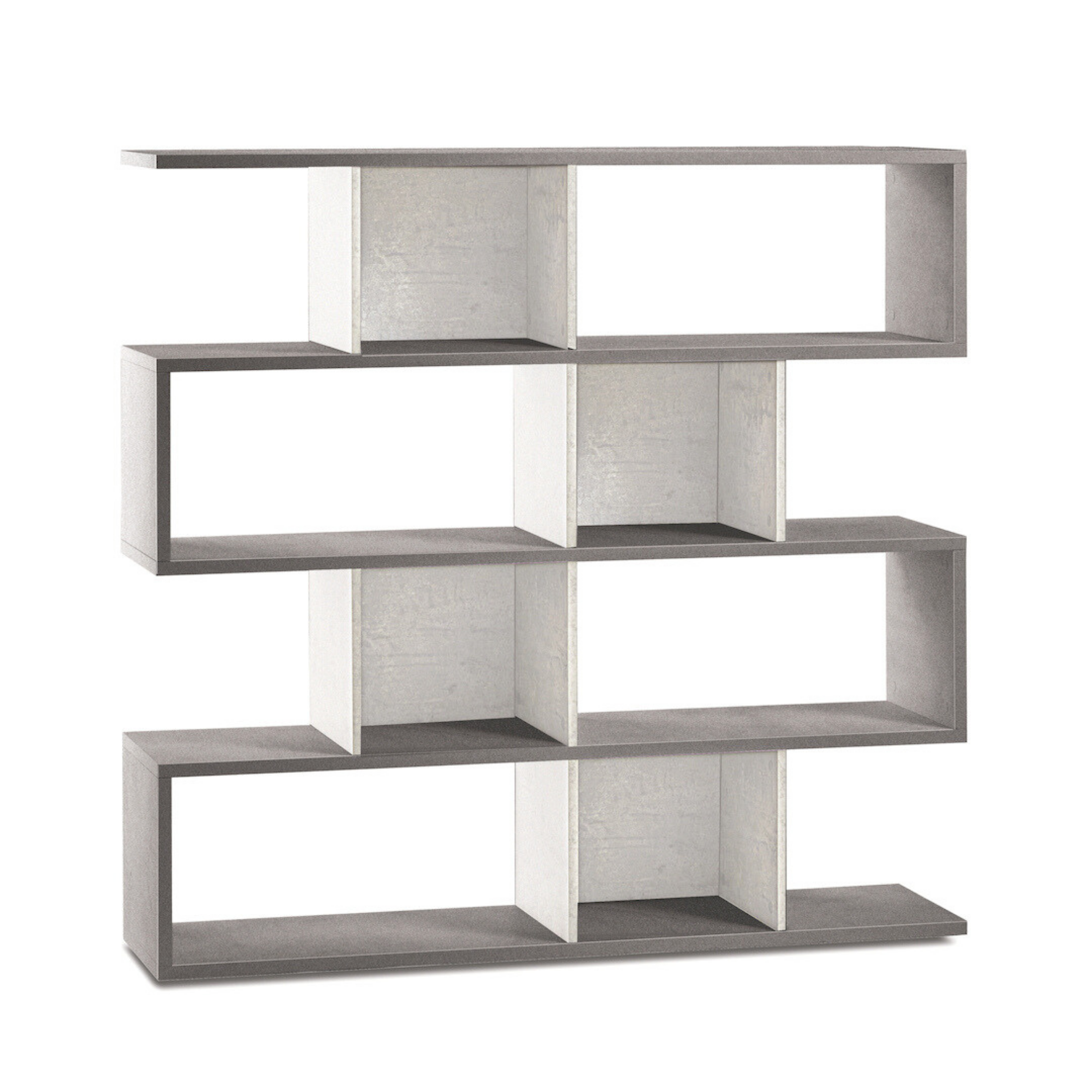 "Riflessioni" modular wooden dividing bookcase, 4 shelves, modern, 150x38 cm, 144 cm high