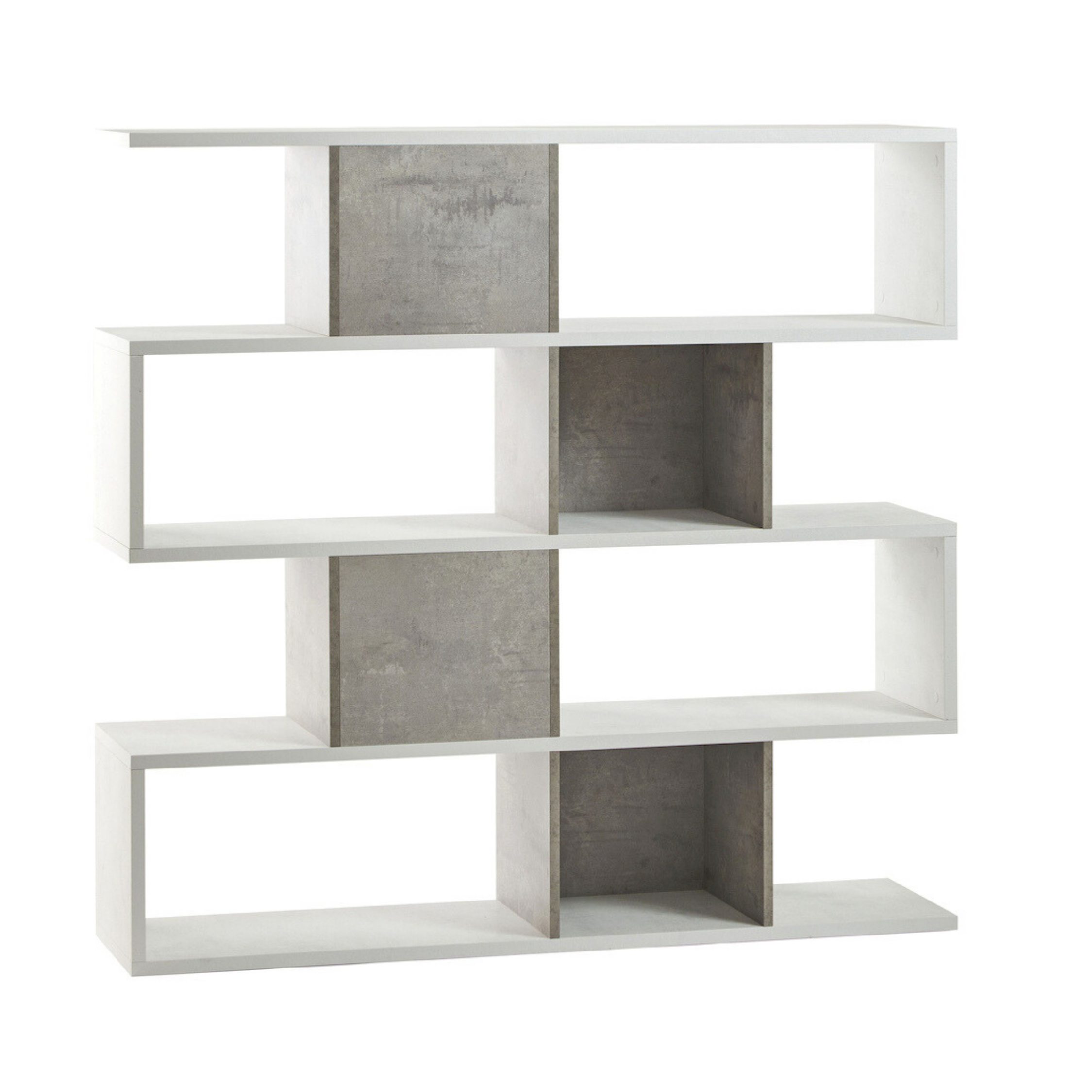 "Riflessioni" modular wooden dividing bookcase, 4 shelves, modern, 150x38 cm, 144 cm high