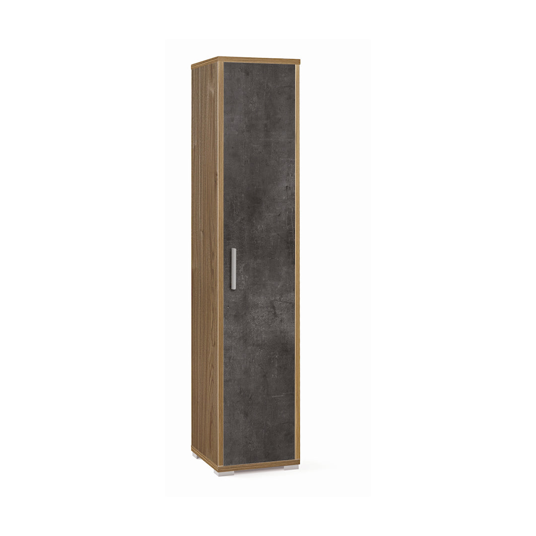 "Slim1" column bookcase in wood with 1 door and adjustable shelves, 39x41 cm, 182 cm high