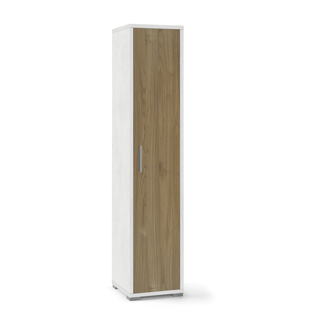 "Slim1" column bookcase in wood with 1 door and adjustable shelves, 39x41 cm, 182 cm high