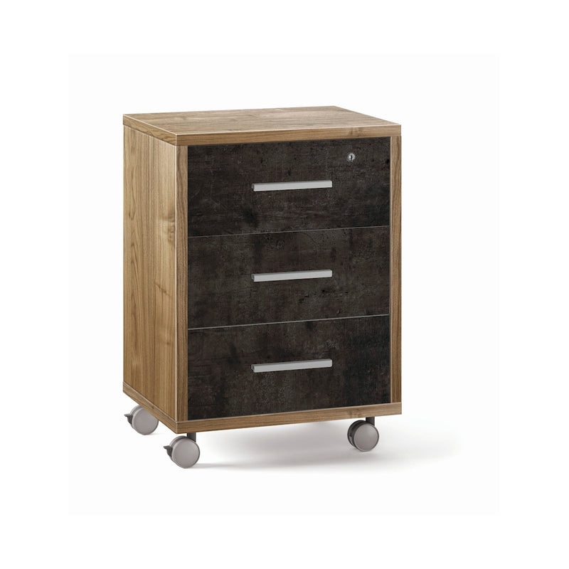 Versatile "Double" 3-drawer wooden cabinet with wheels, 51x41 cm, 71h