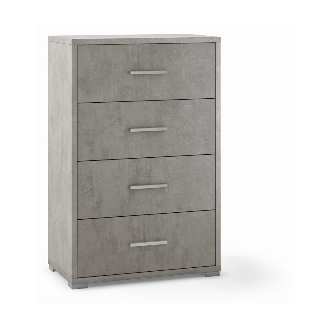 "Project" mobile wooden chest of drawers with 4 multifunctional drawers, 71x41 cm, 110 cm high.