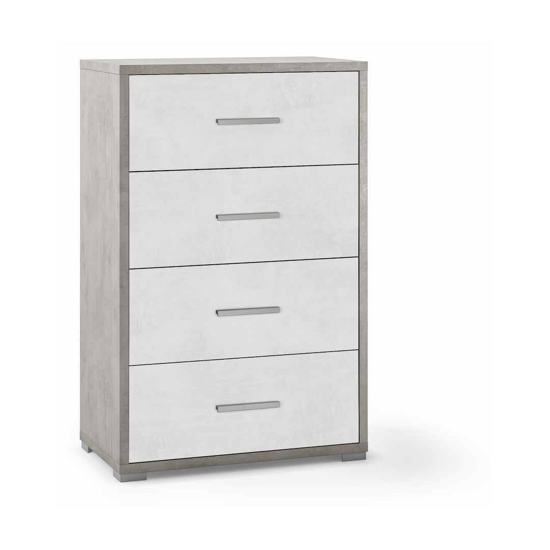 "Project" mobile wooden chest of drawers with 4 multifunctional drawers, 71x41 cm, 110 cm high.