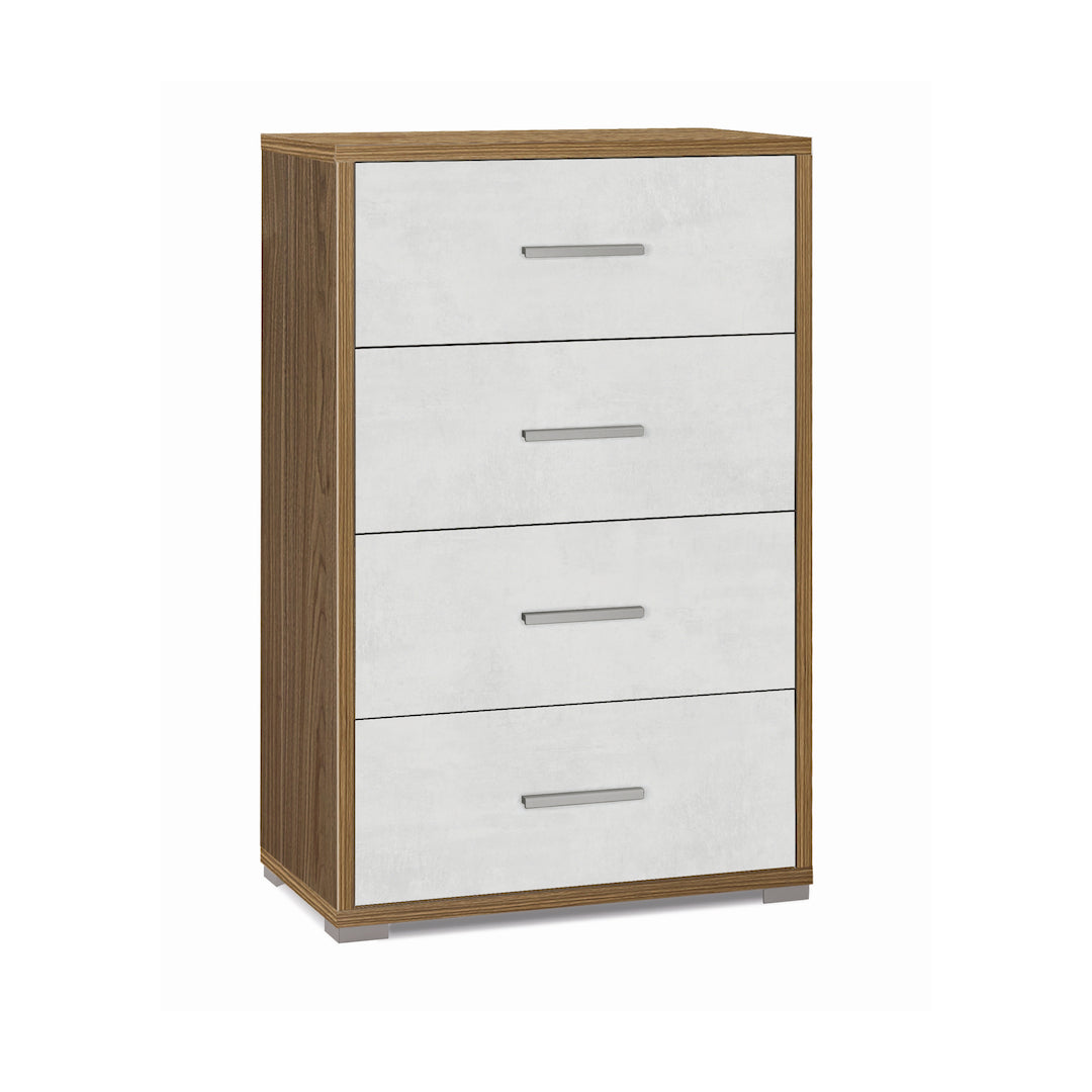 "Project" mobile wooden chest of drawers with 4 multifunctional drawers, 71x41 cm, 110 cm high.