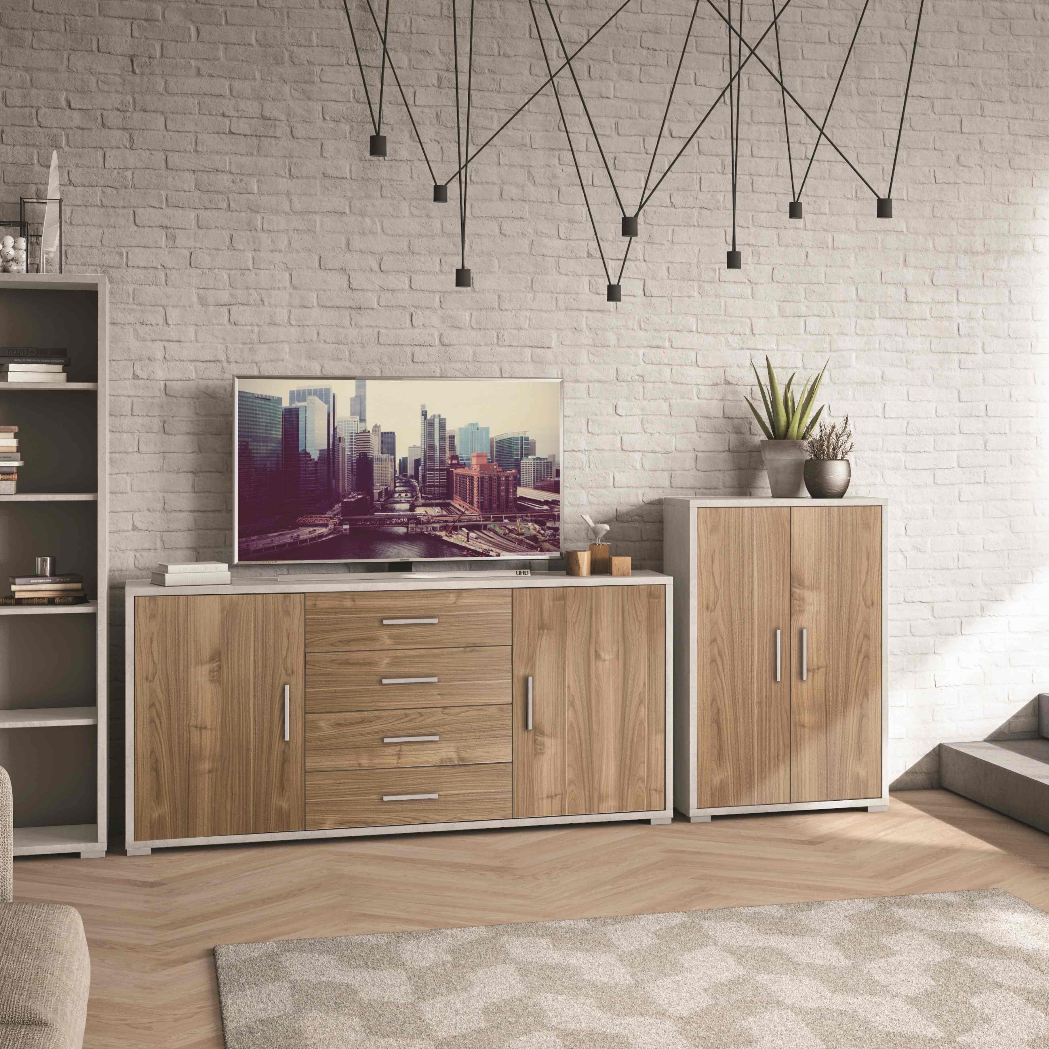 "Passage" wooden entrance hall unit with 2 doors and 4 drawers, 174x41 cm, 84h