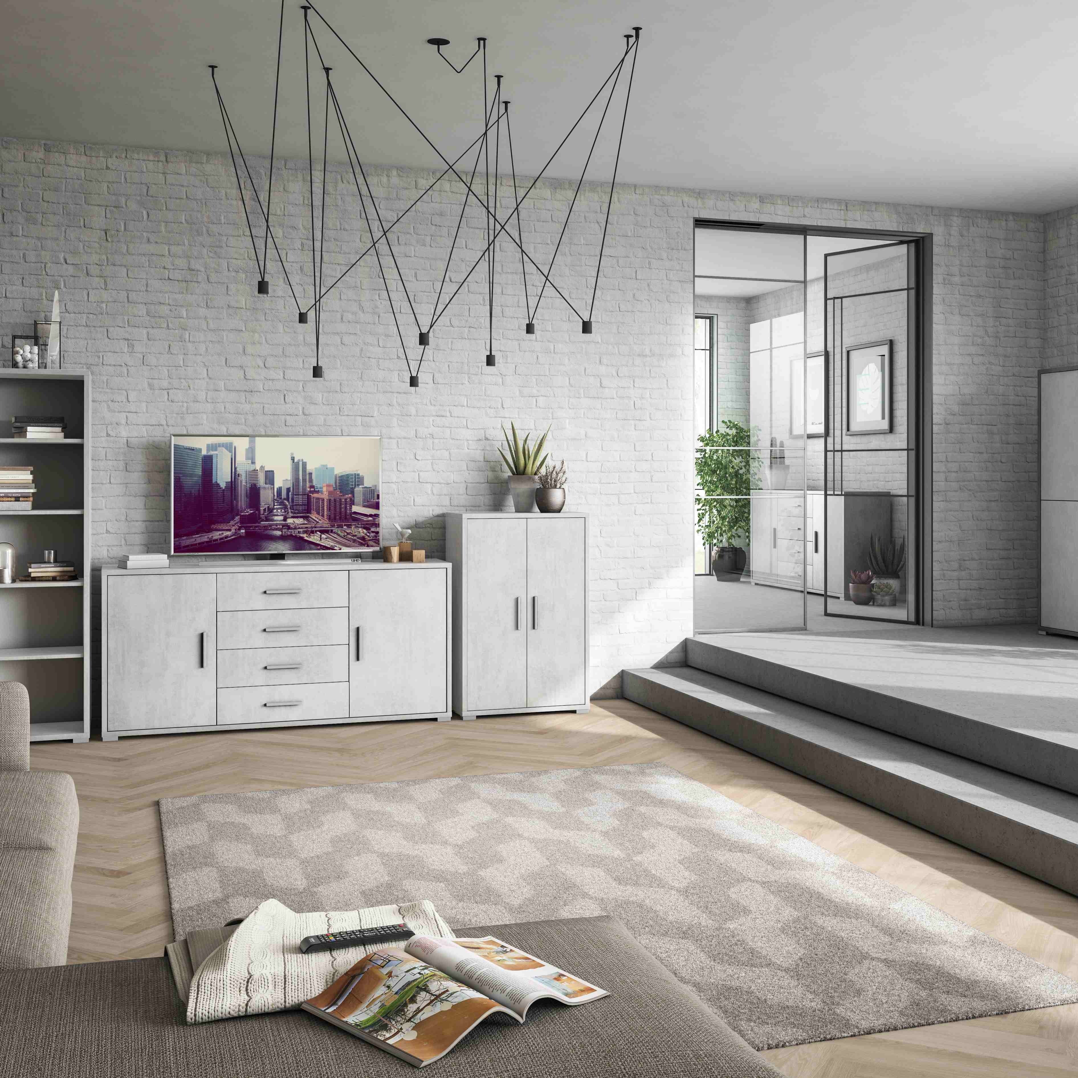 "Passage" wooden entrance hall unit with 2 doors and 4 drawers, 174x41 cm, 84h