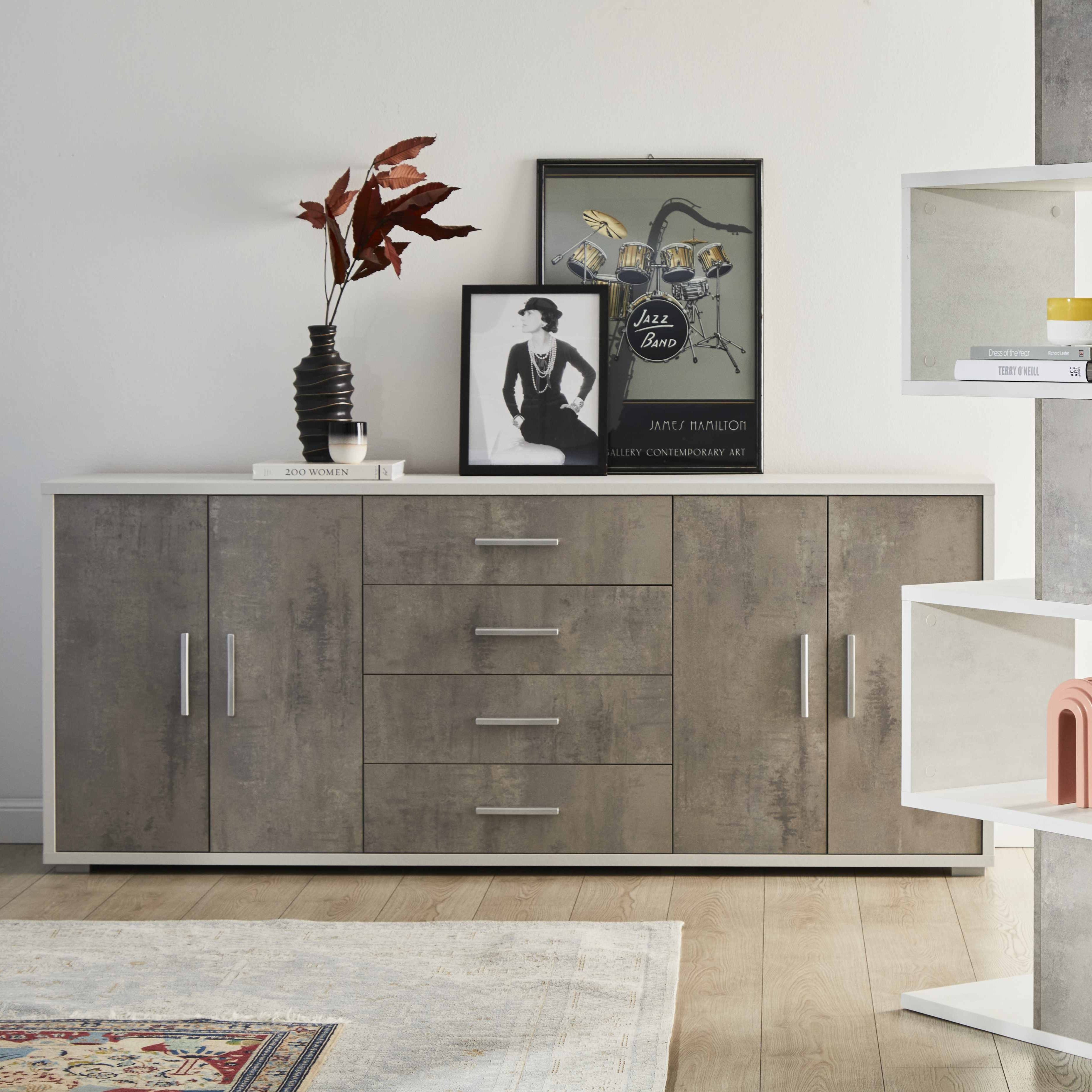 "Roby" wooden sideboard with 4 doors and 4 drawers, 203x41 cm, 84h