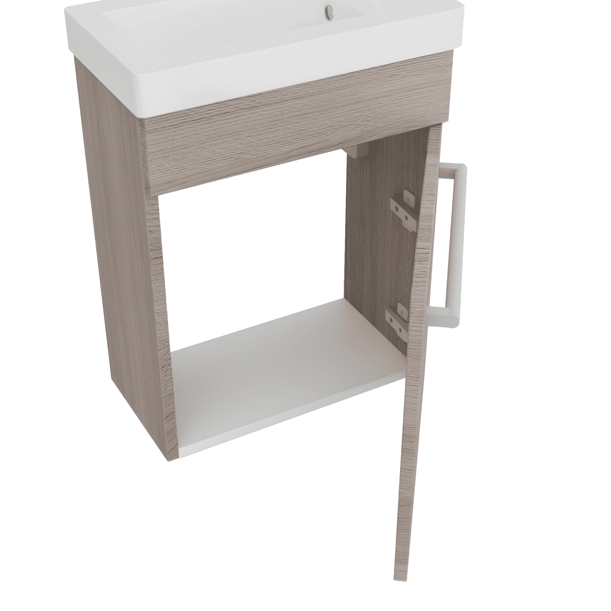 Mobile da bagno sospeso "Kalua" con lavabo in ceramica integrato e specchiera con mensola cm 42x23 105h - MondoViro