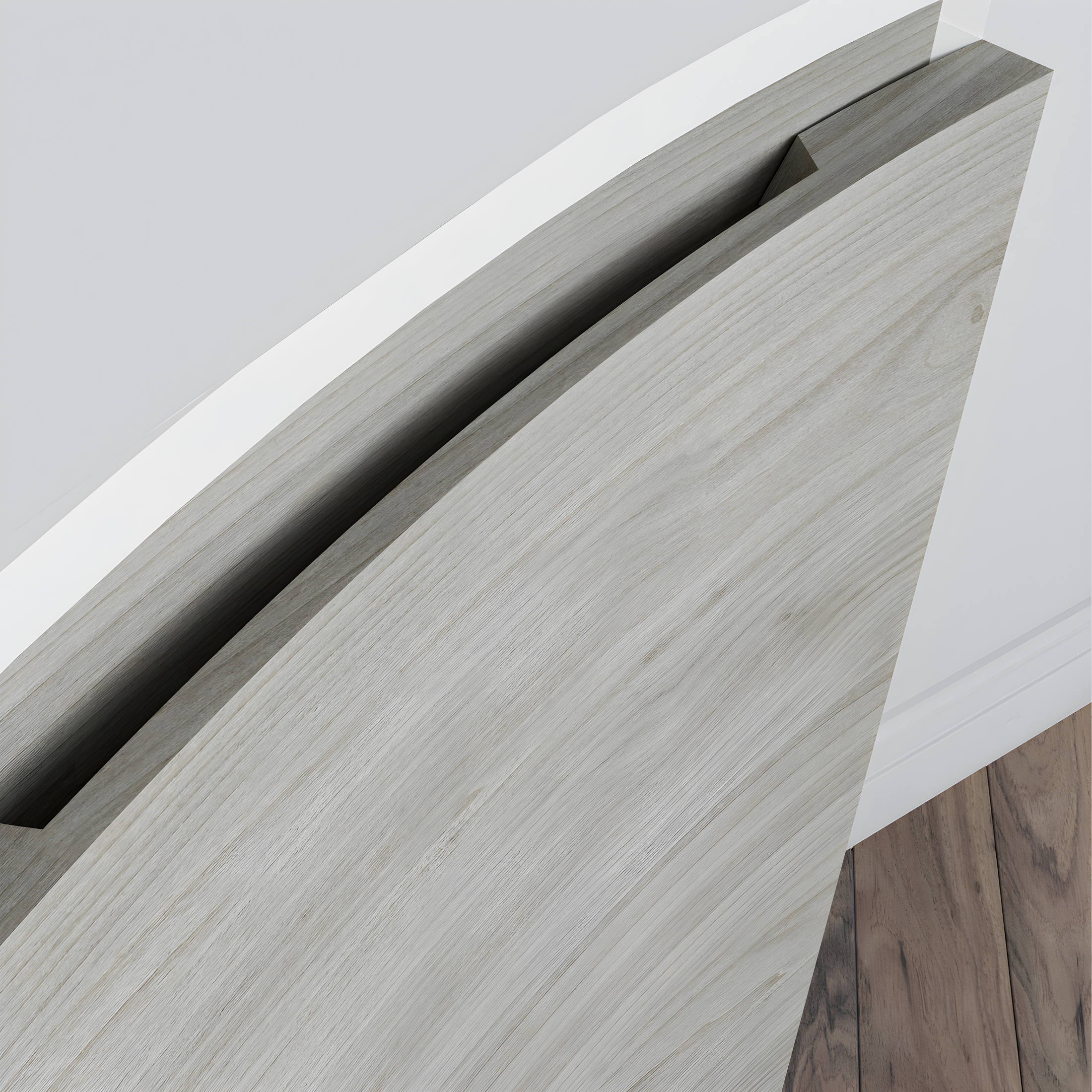 "Malani" suspended bathroom cabinet with 3 doors, LED mirror and integrated sink, 105x50 cm, 55h