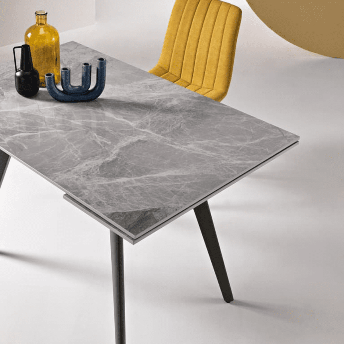 Tavolo allungabile effetto marmo "Elettra" con due allunghe cm 120x80 75h - MondoViro