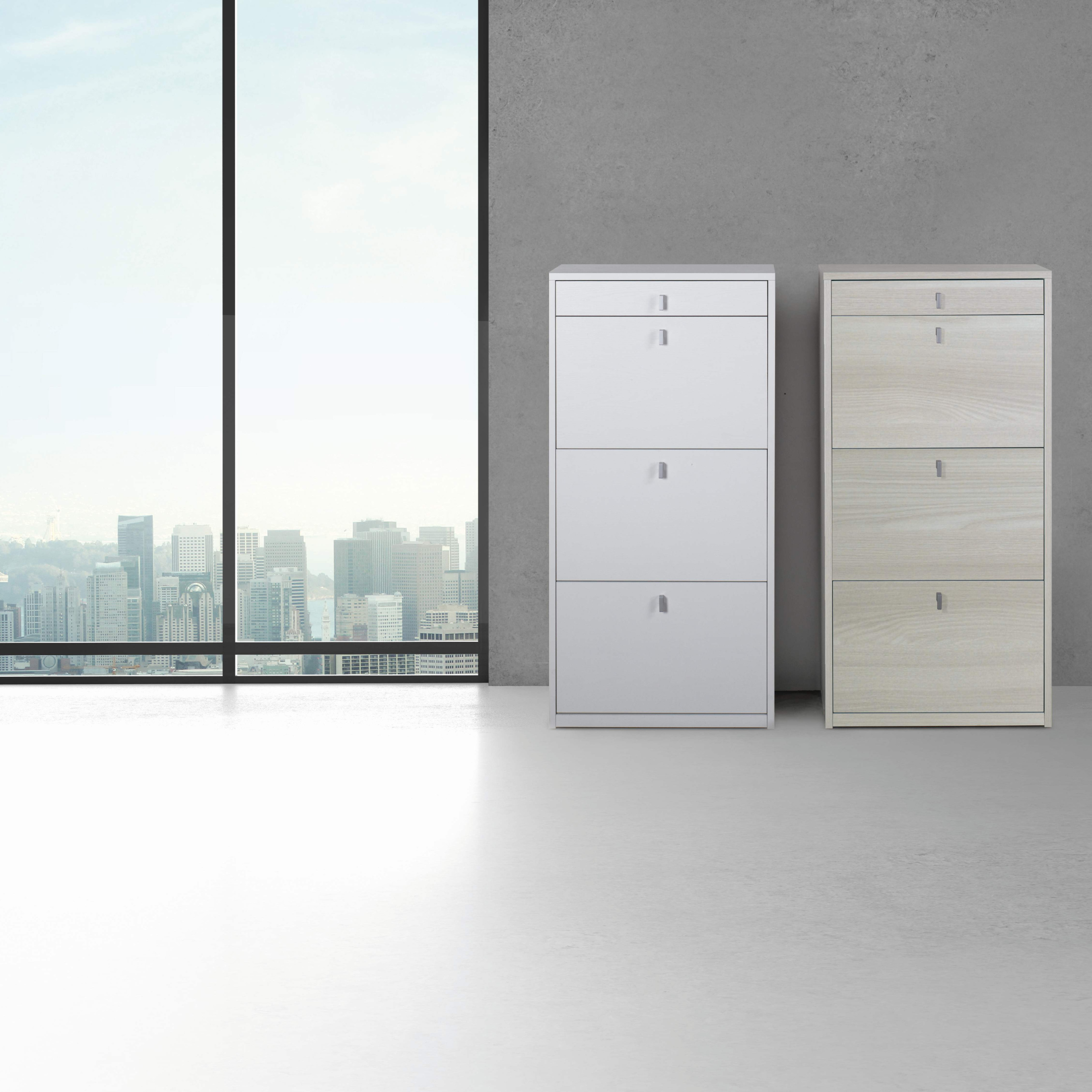 "Praga" 3-door, 1-drawer wooden shoe rack, 63x29 cm, 127 cm high