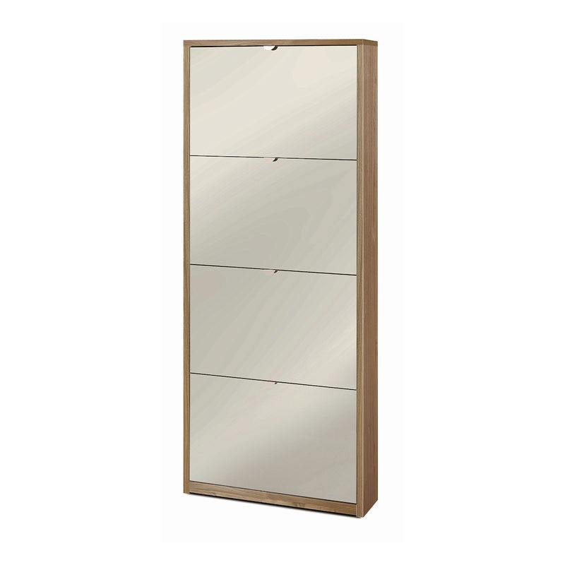 "Diana1" 4-door mirrored shoe rack in wood, 63x18 cm, 154h