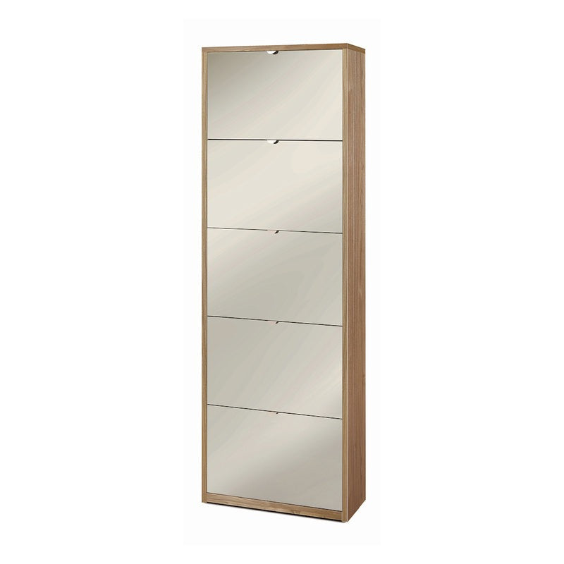 "Pegaso1" 5-door mirrored shoe rack in wood, 63x29 cm, 190 cm high.