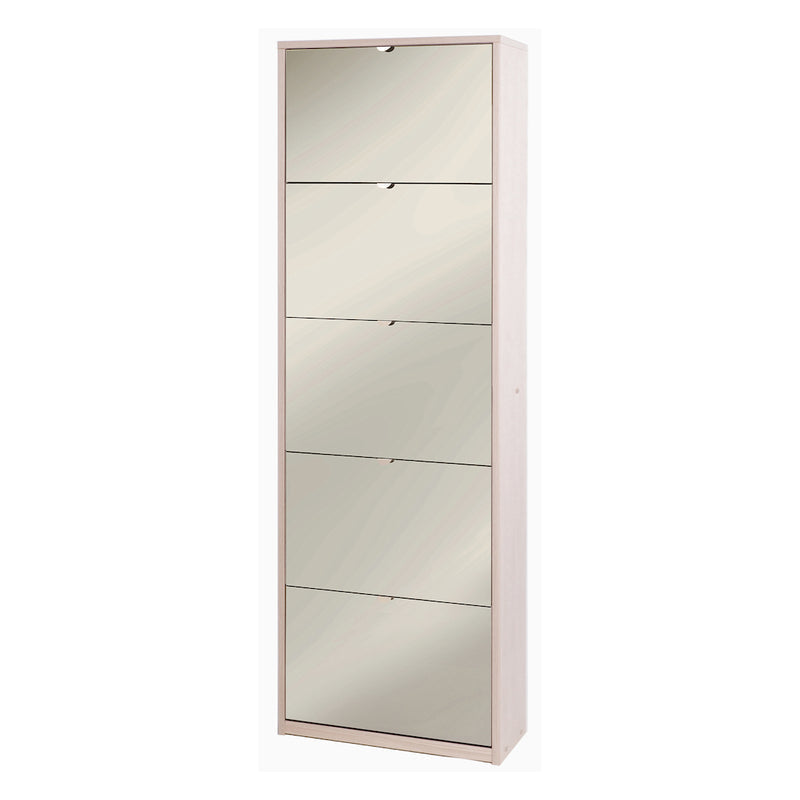"Pegaso1" 5-door mirrored shoe rack in wood, 63x29 cm, 190 cm high.