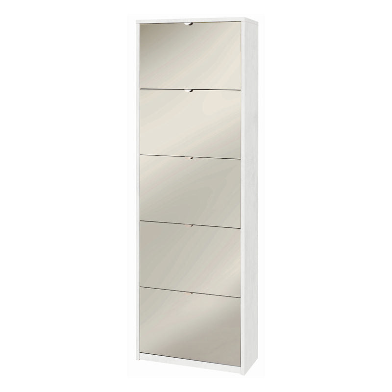 "Pegaso1" 5-door mirrored shoe rack in wood, 63x29 cm, 190 cm high.