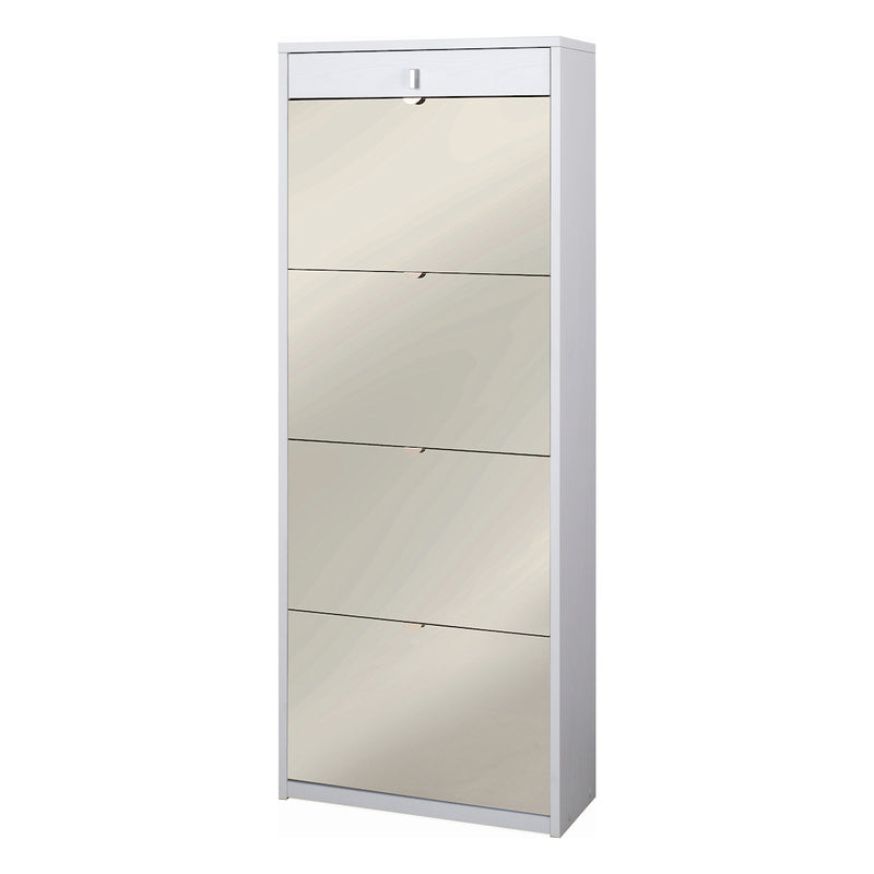 "Zoe" 4-door mirrored shoe rack with 1 wooden drawer, 63x29 cm, 164 cm high