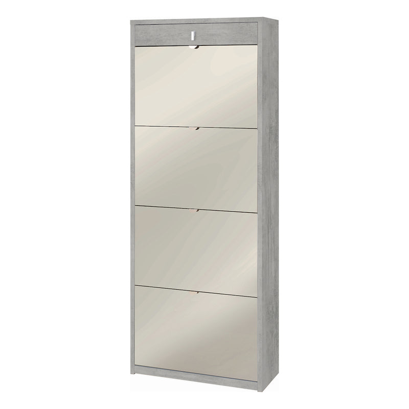 "Zoe" 4-door mirrored shoe rack with 1 wooden drawer, 63x29 cm, 164 cm high