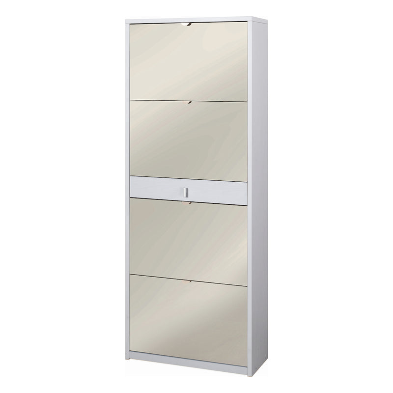 "Vittoria" 4-door mirrored shoe rack, 1 wooden drawer, 63x29 cm, 164 cm high